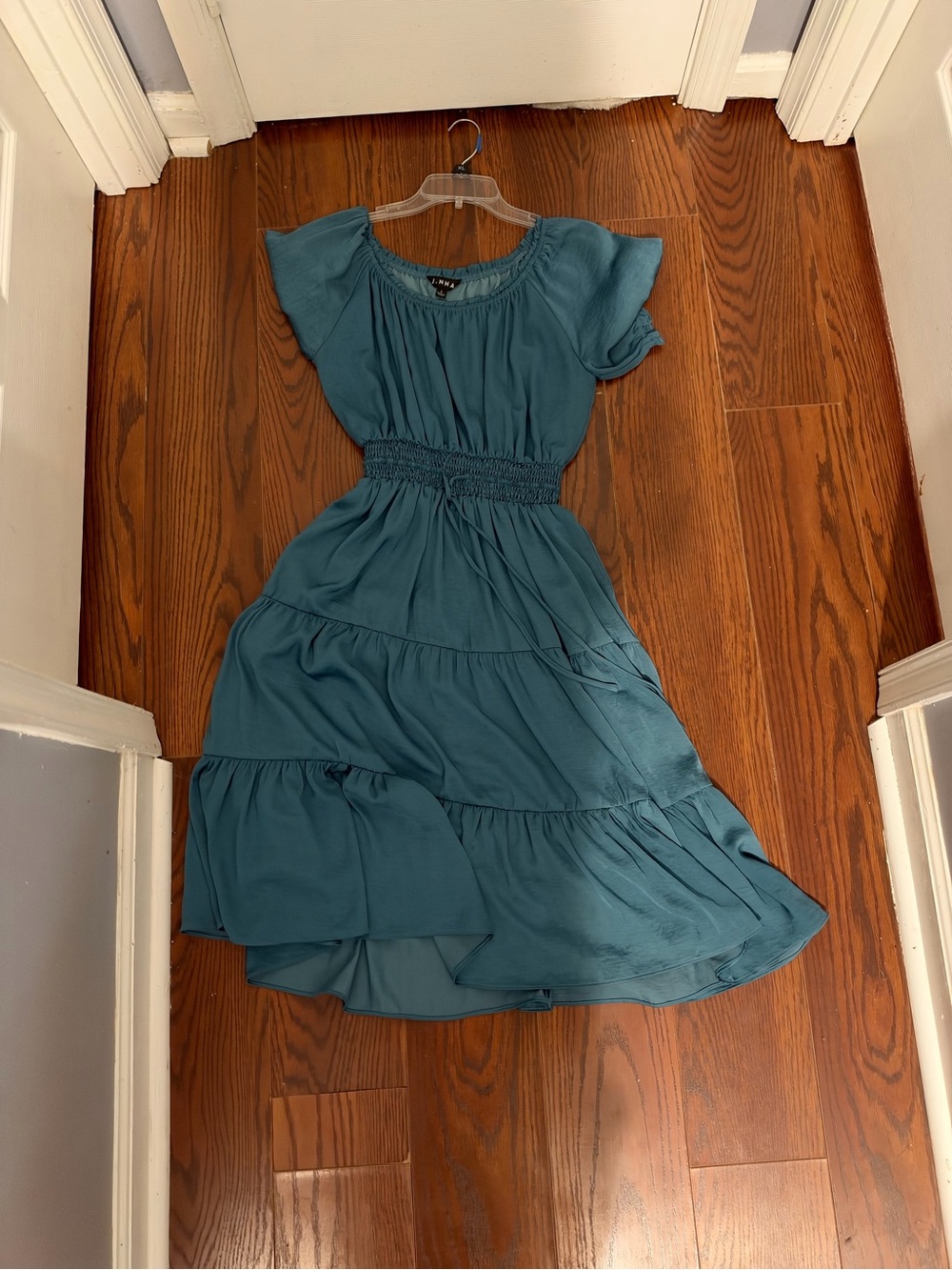 Smocked-Waist Midi Dress in Teal - Women